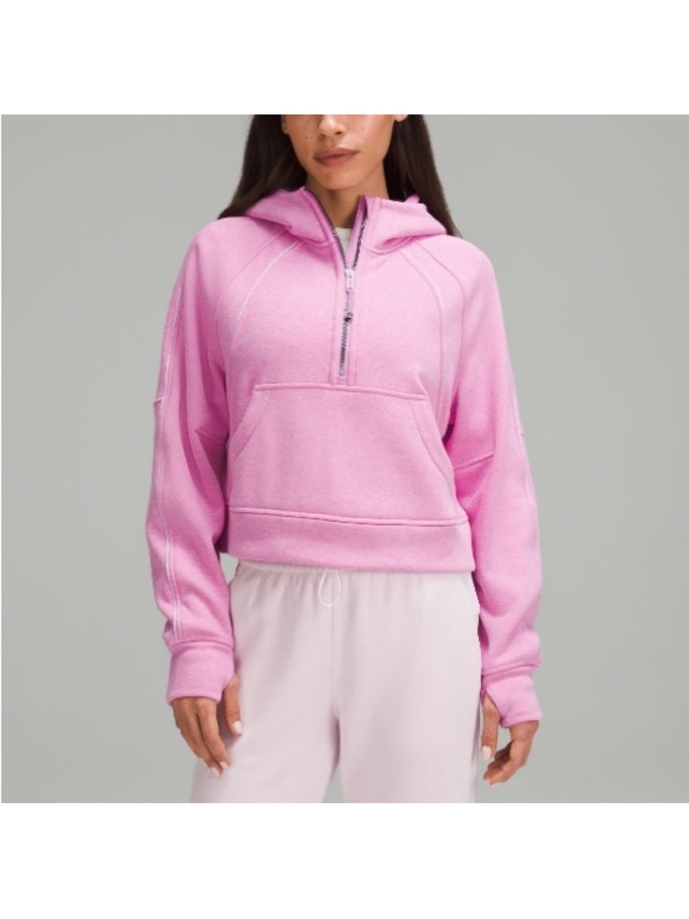 lululemon athletica Pink Half-Zip Cropped Hoodie